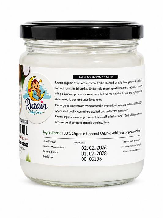 Raw Ceylon Premium Organic Extra Virgin Coconut Oil 200ml (Sri Lanka)