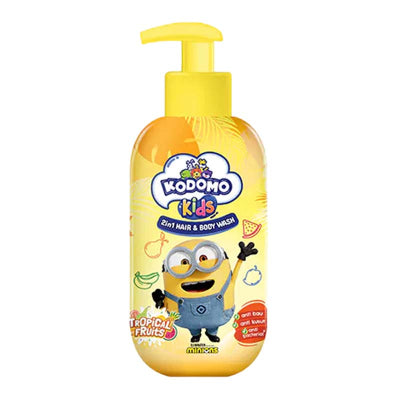 Kodomo Kids 2in1 Hair & Body Wash Minion Tropical Fruits 300ml (Yellow)
