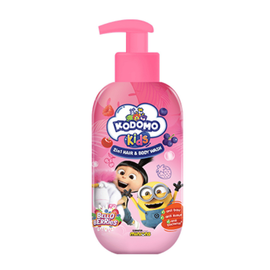 Kodomo Kids 2in1 Hair & Body Wash Minion Tropical Fruits 300ml (Pink)