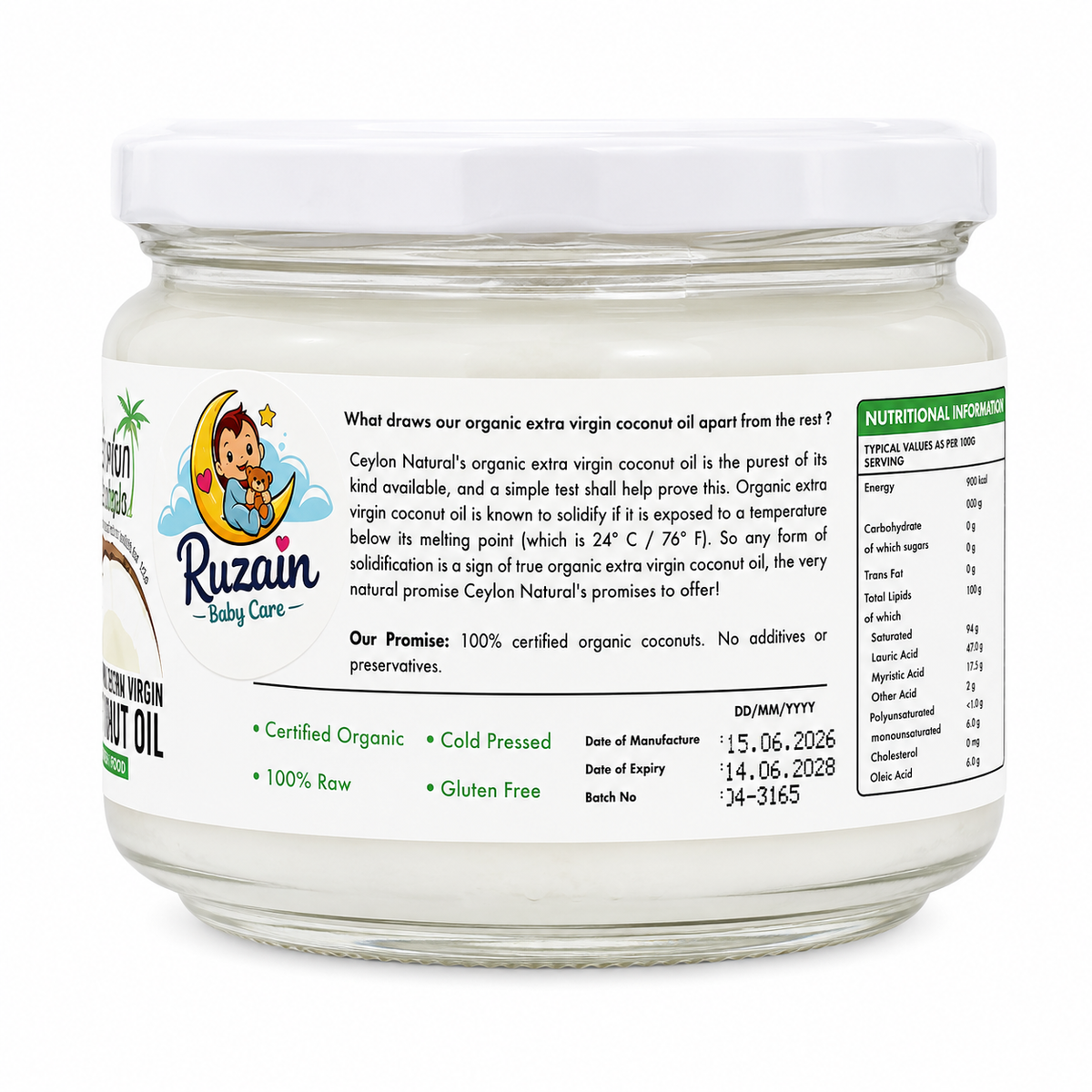 Ceylon Naturals Organic Extra Virgin Coconut Oil 300ml (Sri Lanka)