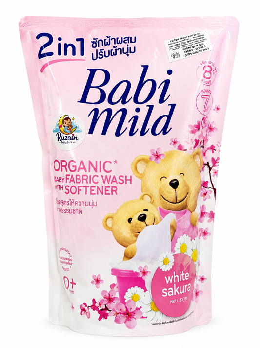 Babi Mild Organic Baby Febric Wash with Softner 530ml (White Sakura-Pink)
