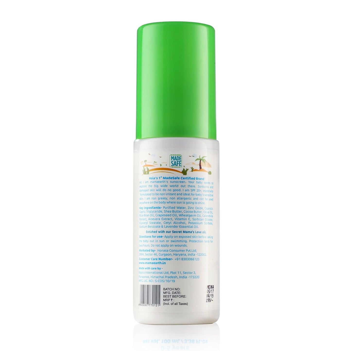 Mamaearth Baby Mineral Based Sunscreen for Babies SPF 20+ (0-10 Years) 100ml
