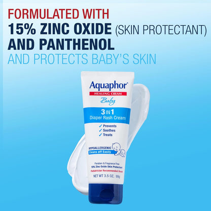 Aquaphor Baby Healing Cream 3-in-1 Diaper Rash Cream (15% Zinc Oxide) 99g