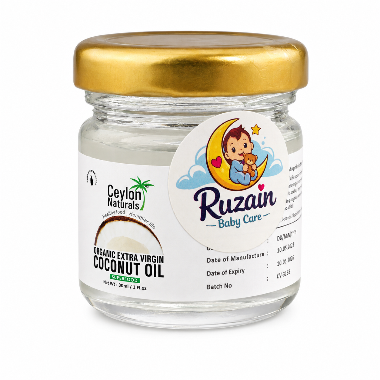 Ceylon Naturals Organic Extra Virgin Coconut Oil 30ml (Sri Lanka)
