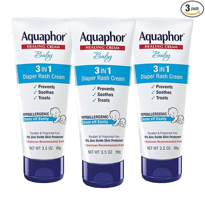 Aquaphor Baby Healing Cream 3-in-1 Diaper Rash Cream (15% Zinc Oxide) 99g