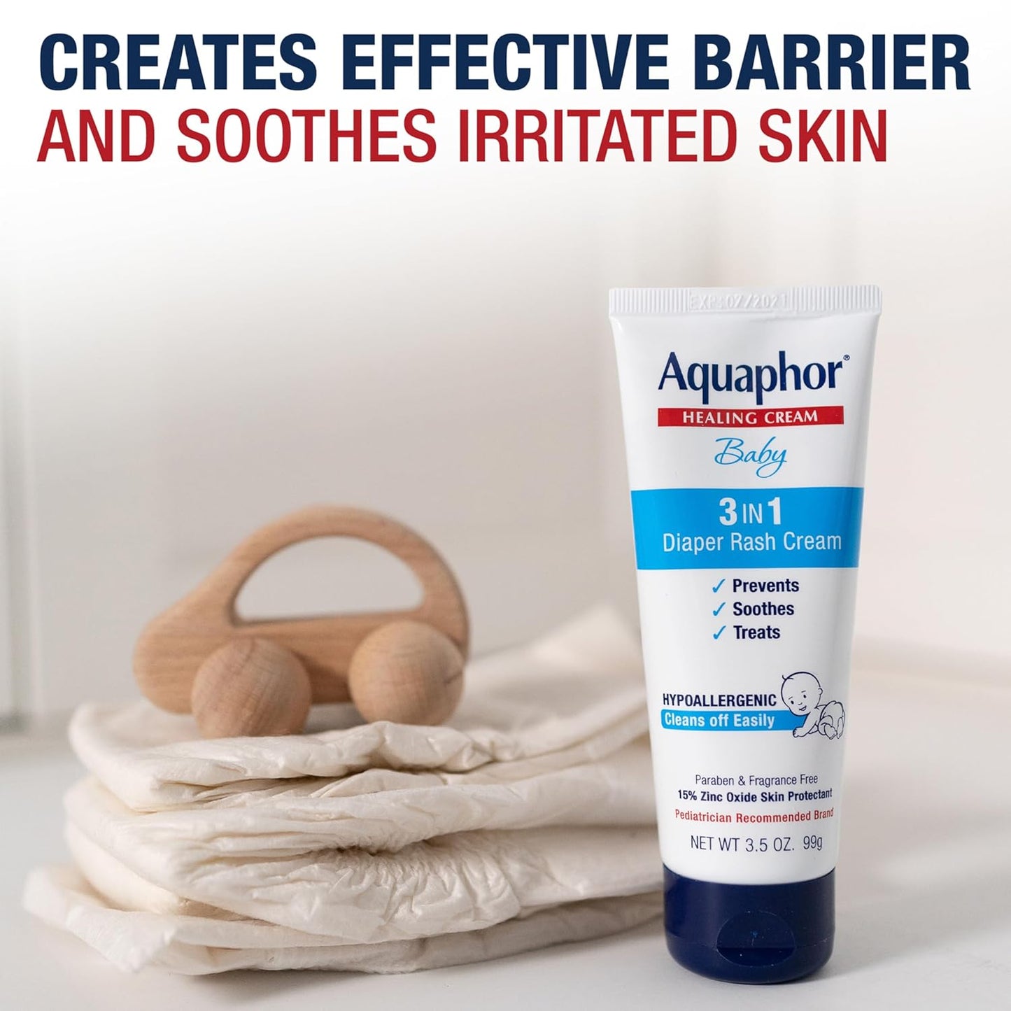 Aquaphor Baby Healing Cream 3-in-1 Diaper Rash Cream (15% Zinc Oxide) 99g