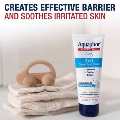 Aquaphor Baby Healing Cream 3-in-1 Diaper Rash Cream (15% Zinc Oxide) 99g