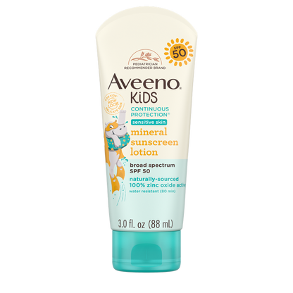 Aveeno Kids Continuous Protection Broad Spectrum SPF 50 Mineral Sunscreen 88ml (Canada)