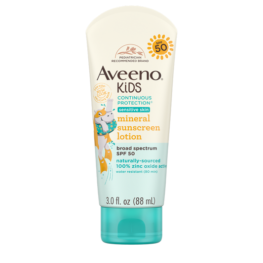 Aveeno Kids Continuous Protection Broad Spectrum SPF 50 Mineral Sunscreen 88ml (Canada)