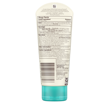 Aveeno Kids Continuous Protection Broad Spectrum SPF 50 Mineral Sunscreen 88ml (Canada)