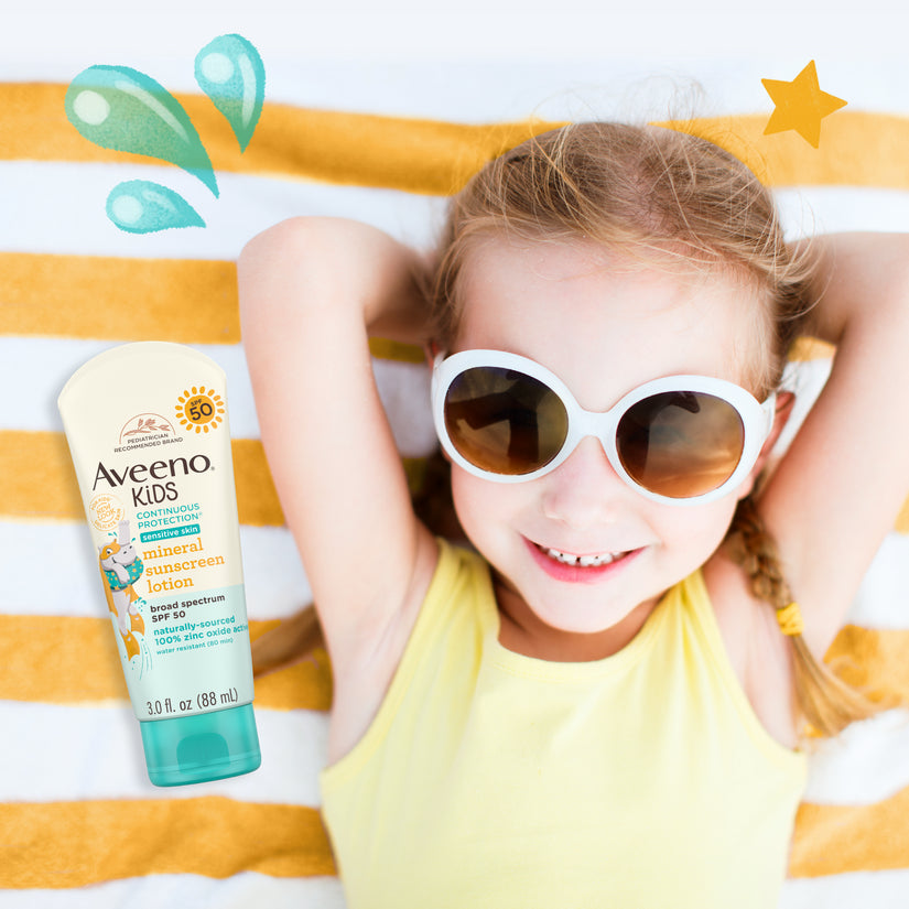 Aveeno Kids Continuous Protection Broad Spectrum SPF 50 Mineral Sunscreen 88ml (Canada)
