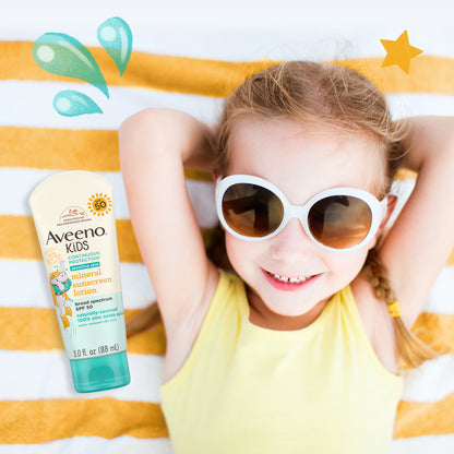 Aveeno Kids Continuous Protection Broad Spectrum SPF 50 Mineral Sunscreen 88ml (Canada)