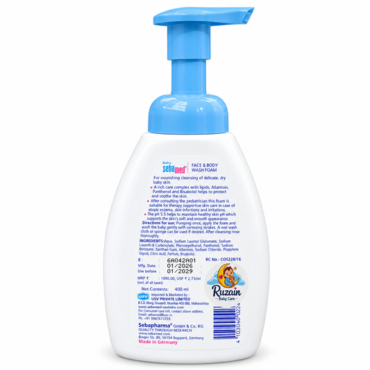 Sebamed Baby Face & Body Wash Foam 400ml (Indian Packaging)