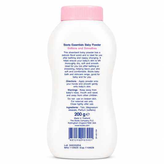 Boots Essentials Baby Powder for Softens & Smoothening 200g (Thailand)
