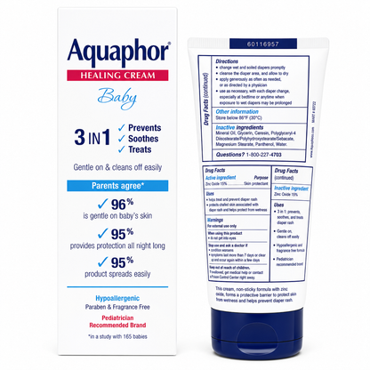 Aquaphor Baby Healing Cream 3-in-1 Diaper Rash Cream (15% Zinc Oxide) 99g