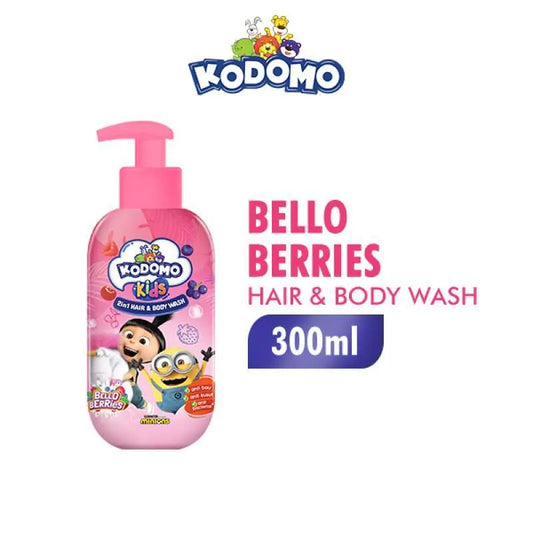 Kodomo Kids 2in1 Hair & Body Wash Minion Tropical Fruits 300ml (Pink)