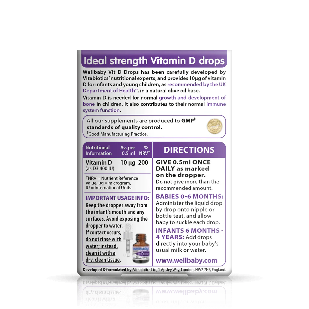 Wellbaby Vit D Drops (0-4 years) 30ml
